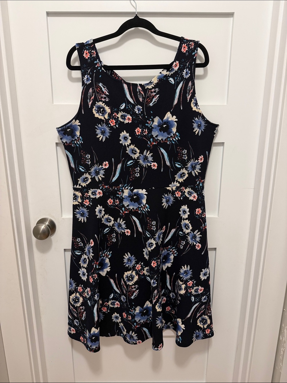 Kaileigh Navy Floral Sleeveless Fit-and-Flare Mini Dress